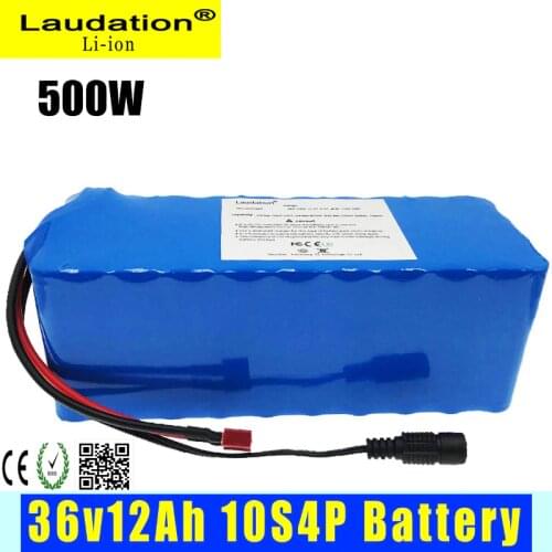 Laudation 36v Battery 12ah 10S 4P Electric Bicycle Deep Cycle Battery for 500W Motor Ebike with 15A BMS Lithium Battery Pack