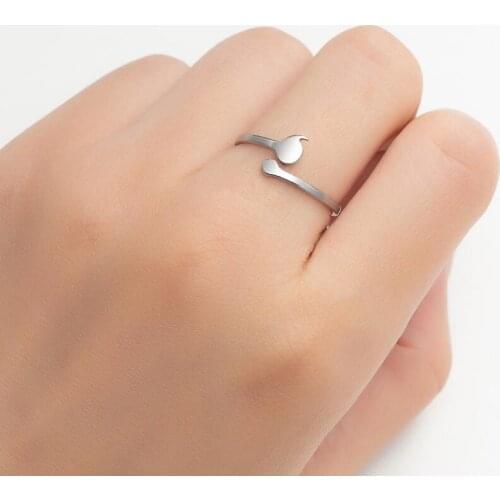 Minimalist Female Male Geometric Semicolon Ring Stainless Steel Gold Color Wedding Rings For Women Men Party Hollow Jewelry