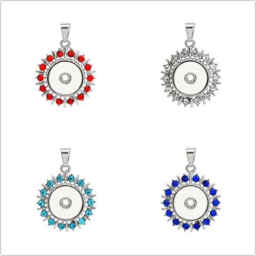 Fashion Colorful Rhinestone pendant snap necklace 60cm keychain fit 18MM snap buttons Fashion jewelry DIY accessories XL0089