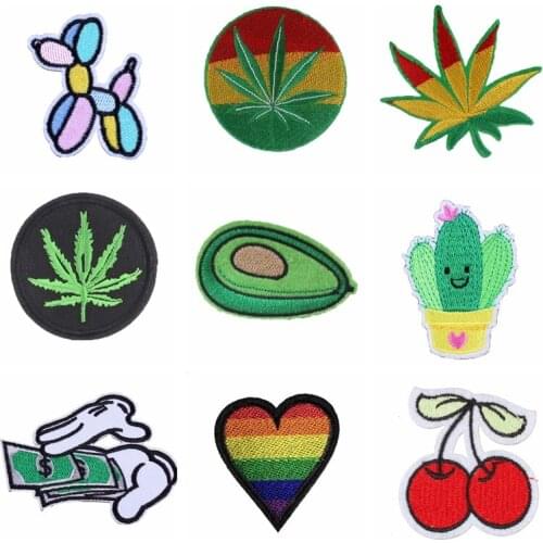 Cartoon Plant Cactus Embroidered Patch For Clothing Iron On DIY Cherry Embroidery Patches For Clothes Applique For T-shirt Badge