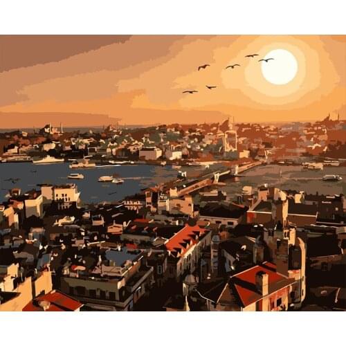 DIY Painting By Numbers Countryside City Scenery Drawing On Canvas HandPainted Painting Art Gift DIY Home Decoration