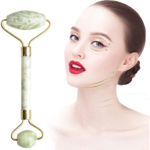 Jade Roller Massager For Face Natural Stone Double Head Beauty Slimming Lift Massage Facial Tools Neck Body Relaxation Supplies