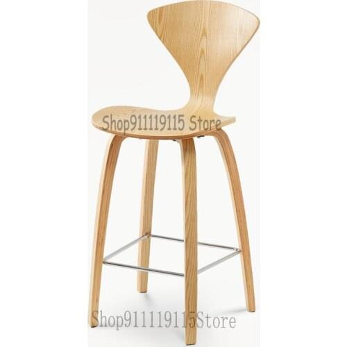 Nordic Bar Chair High Chair Modern Solid Wood High Chair Family Bar Chair Bar Chair Coffee Shop Dining Chair Bar Chair