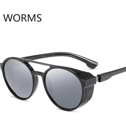 New trend double beam round frame sunglasses Steampunk style sunglasses Fashion frosted glasses luxury