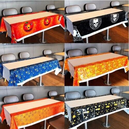 Disposable Plastic Tablecloth Halloween New Pumpkin Ghost Skull Pvc Tablecloth Bar Party Decorations