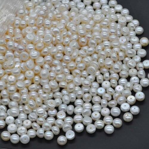 Wholesale 100 pcs natural button half drilled freshwater pearl white or mix