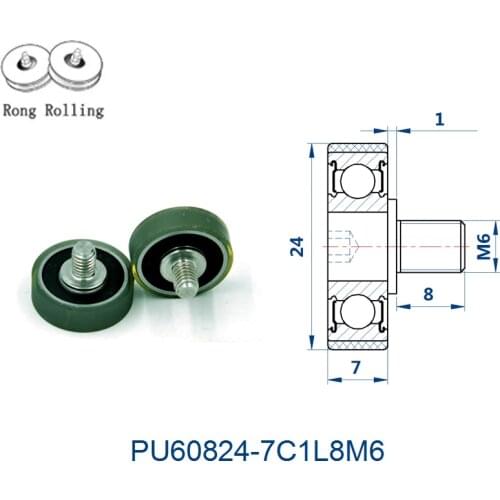 Outer diameter 24mm with thickness 7mm PU material coated bearing, drawer pulley, screw pulley, sliding door roller