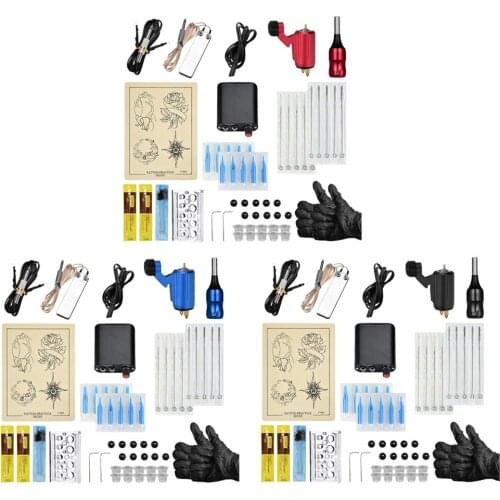 Complete Tattoo Kits for Beginners Tattoo Power Supply Clip Cord Grip Tubes Inks Cups Needles Tattoo Machine Supplies Set
