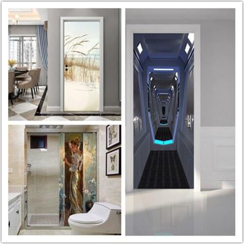 Luxury Glass Decoration Imitation Door Decoration Stickers Living Room Bedroom Bathroom Door Window Waterproof PVC Door Stickers