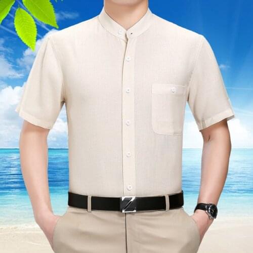 Silk Men Short Summer Sleeve Casual White Shirt Man High Quality Gentlemen Dress Shirts Camisa Masculina 209 KJ2269