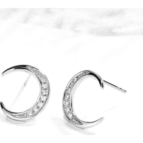 BUDROVKY Earrings For Women White Zircon Inlaid Moon Stars Earrings Gemstone Diamond Wedding Fine Jewelry New