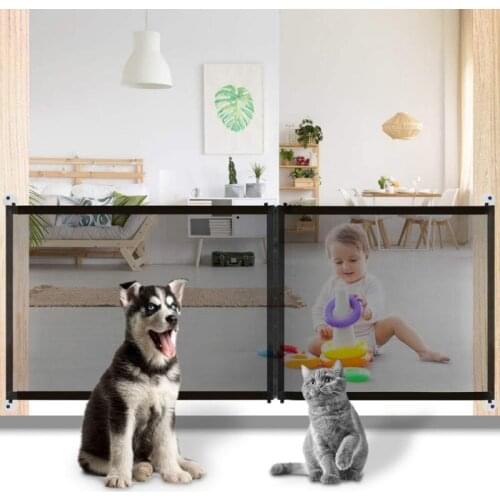Magic Dog Gate Mesh Pet Fence Barrier Folding Safe Guard Indoor Outdoor Puppy Dog Separation Protect Enclosure Pet Supplies
