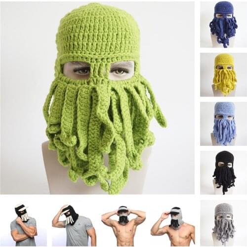 Unisex Adult Funny Crazy Octopus hat Beanies Handmade Winter Cosplay Gifts Halloween Costumes Caps men and women Caps