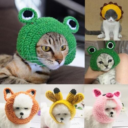 Cat Dog Animal Hat Cute cat Knit Hat Cute Handmade Dog Cat Hat Costume Caps Animal Head Party Decor Pet Accessory Pet Supplies
