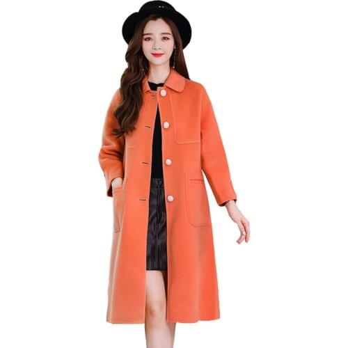 Plus size woolen coat womens loose high-end small fragrant wool windbreaker coats womens long woolen overcoat Female Korean