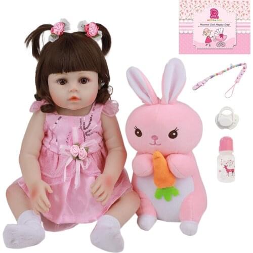18" Newest Full Body Silicone Bebe Reborn Baby Doll Cute Newborn Babies Doll 48CM Lifelike Reborn Girl Toys For Birthday Gifts