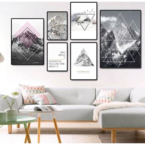 Nordic Canvas Snow Mountain Picture Modern Wall Art Home Decor Module Living Room Kid Bedroom Nordic Home Decor Picture