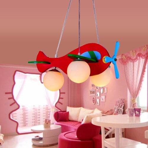 Modern child pendant light Aircraft light Creative pendant lights Wood art light fixture LED E27 bulb Wood Pendant Light