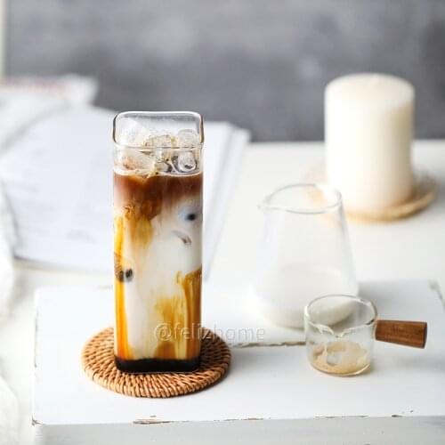Straight large glass square cup simple and cute bubble water cup juice milk tea glass