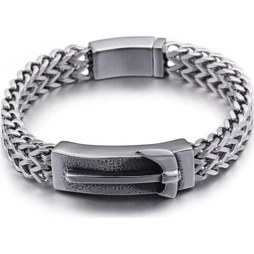 New ax Stylish personality is not allergic trendy mens titanium steel bracelet