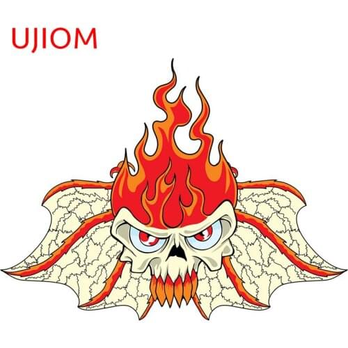 UJIOM Fire Skull and Wing Wall Decorations Living Room Decorative Wall Stickers Computer Refrigerator Furniture Sticker