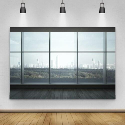 Office Glass French Window City Building Landscape Scene Photography Backgrounds Photographic Backdrop For Photo Studio
