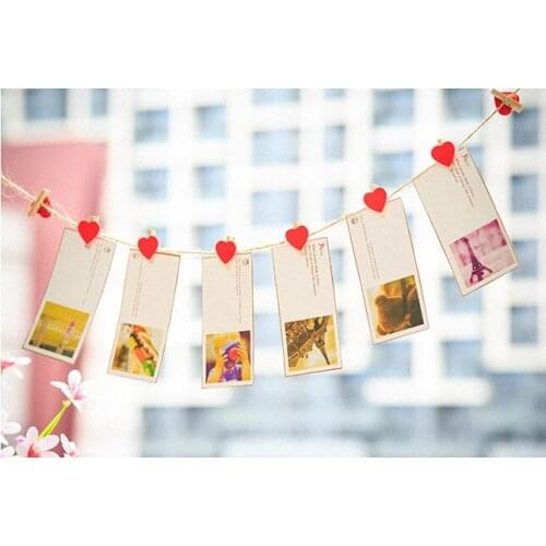 Clip - Wooden color Photo Clip Heart shape Clip for decorations of House and gift bag Clip