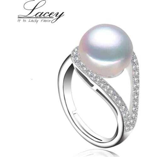 Natural Pearl Rings for Women weddiing ring adjustable,white real pearl ring silver 925 jewelry girl Birthday Gift