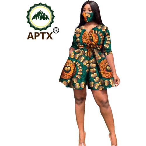 African Party Dress For Women Ankara Style With Belt Sex Lady Traditional Fashion Female Dresses Elegant Lady Wax Pure Cotton