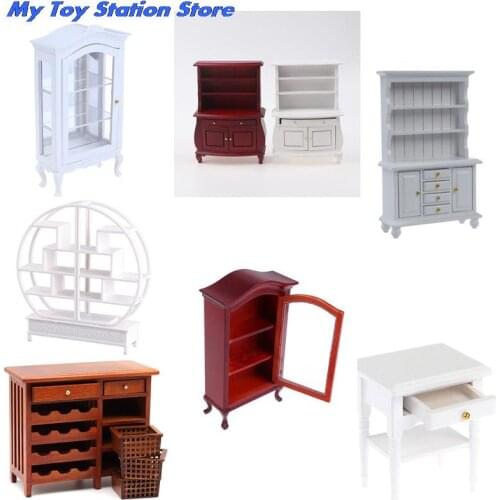1:12 Dollhouse Miniature Wood Display Cupboard Cabinet Showcase Doll House Decor