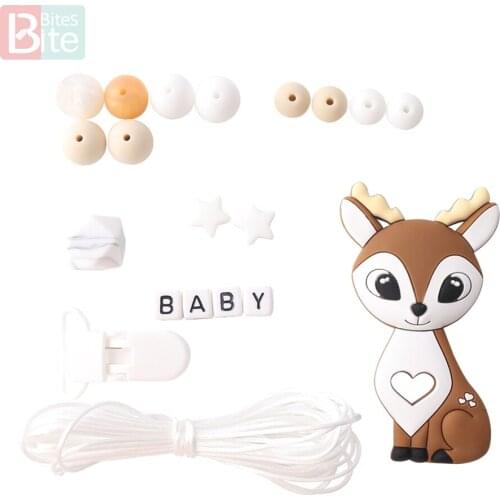 Bite Bites 1set Silicone Baby Teething Deer Elk Perle Silicone Beads DIY Set Food Grade Silicone BPA Free Baby Teether