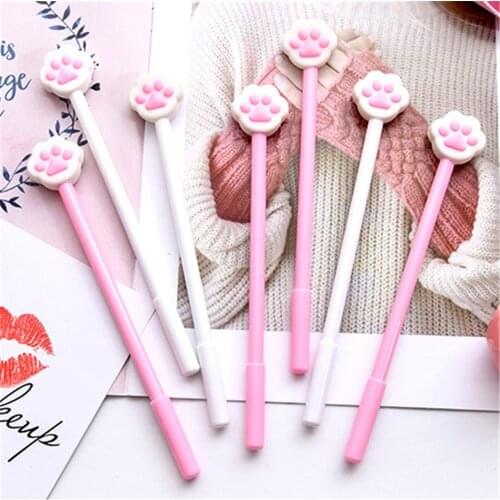 1 pcs Kawaii Cat Footprint Gel Pens for Writing Cute Black Ink Signature Pen student Stationary Office School Supplies