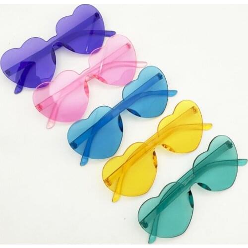 10 Pairs Mix Color Rimless Clear Candy Color Women Heart Shaped Party Sunglasses Bridesmaid Gifts Wedding Favors Party Gifts