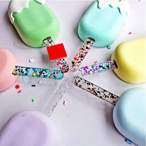 10pcs Acrylic Jelly Color Scrub Cakesicle Sticks Parent-child DIY Ice Cream Stick Popsicle Craft Model Tool Cupcake Toppers