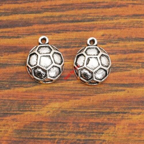 10pcs Football Soccer Charm Pendant fit Bracelet Necklace Tibetan Silver Plated Jewelry DIY Making Accessories 17x13mm