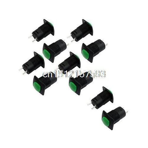 10 Pcs Green Button Latching Pushbutton Switch SPST AC 125V/3A 1.5A/250V