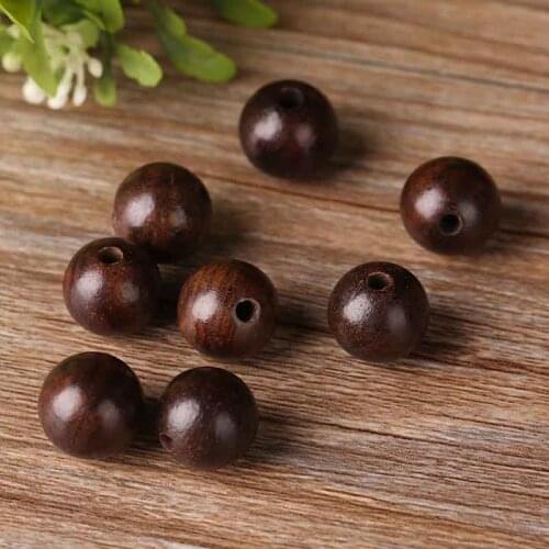 100pcs/lot Dark Brown Wood Beads 6mm 8mm 10mm 12mm 15mm Round Wooden Craft Spacer Beads for DIY Wood Jewelry Findings Supplier