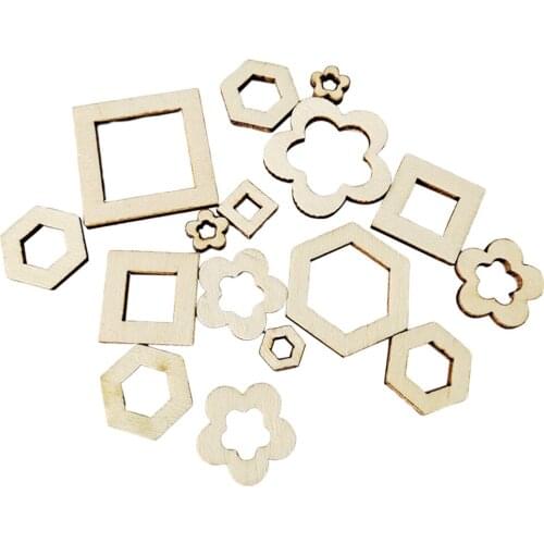 100x Natural Hollow Wood Pieces Slices Embellishments Crafts for DIY Woodworking