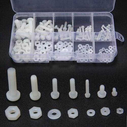 150pcs New M2 M2.5 M3 M4 M5 White Nylon Hex Screw Bolt Nut Standoff Spacer Kit Assortment Kit With Plastic Box