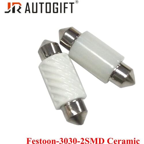 20PCS Car LED Bulb Festoon 3030 2SMD Ceramic For Dome Reading Lamp 12V White 31MM 36MM 39MM 41MM Interior License Plate Lights