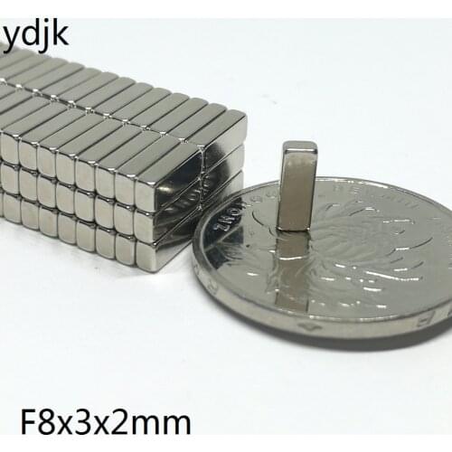 20pcs/lot N38 Rectangular magnet 8x3x2 Super Strong mm Neodymium magnet 8*3*2 NdFeB magnet 8 x 3 x 2
