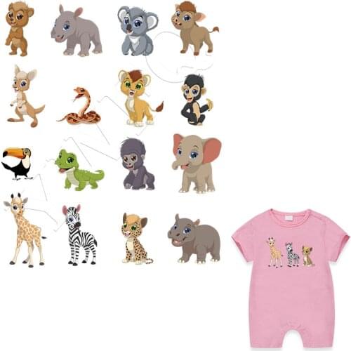 Iron-on Transfers Cartoon Animals Set Stickers On Clothes Washable Patches For Clothing Heat Transfer 16pcs/lot
