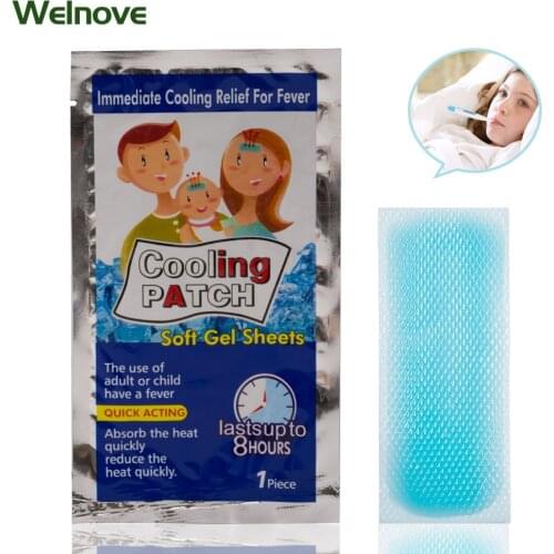 5bags Fever Down Patch Antipyretic Headache Relieve Pain Pad Lower Temperature Paste Ice Gel Polymer Hydrogel Cooling D1726