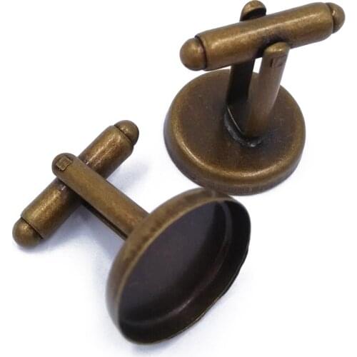 Antique Bronze Cufflinks Blanks 16mm 18mm 20mm 25mm Bezel Tray Cuff links Cabochon Setting CL043