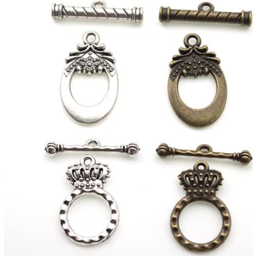AUSHIYA 10set/lot Antique Silver OT Toggle Clasps Connectors For DIY Bracelet Necklace Clasps Jewelry Making Findings Crafts