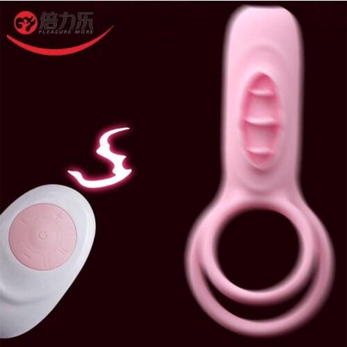 Wireless Dual Cock Ring Vibrator Penis Enlargement Vibrating Penis Ring Dick Extend Male Delay Ejaculation Adult Sex Toy 10 Mode