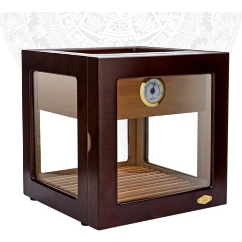Large Cigar Box Display Box Humidor Glass Side for 50 Cigars with Cigar Hygrometer & Humidifier Wooden Cigar Humidor CH-020