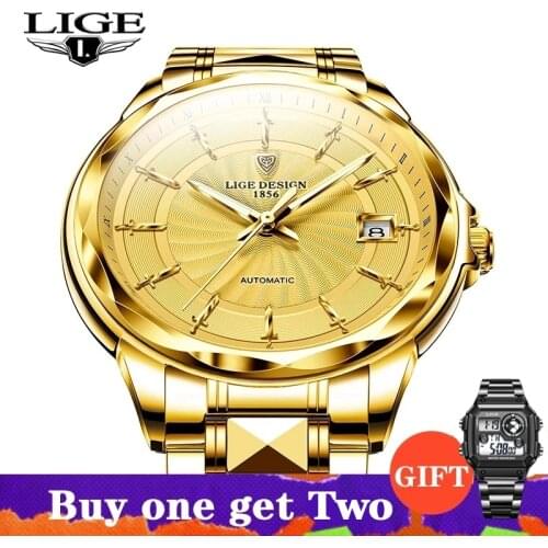 2020 New LIGE Luxury Men Mechanical Wristwatch Tungsten Steel 50M Waterproof Men Watch Fashion Sapphire Glass Sport Watches Male