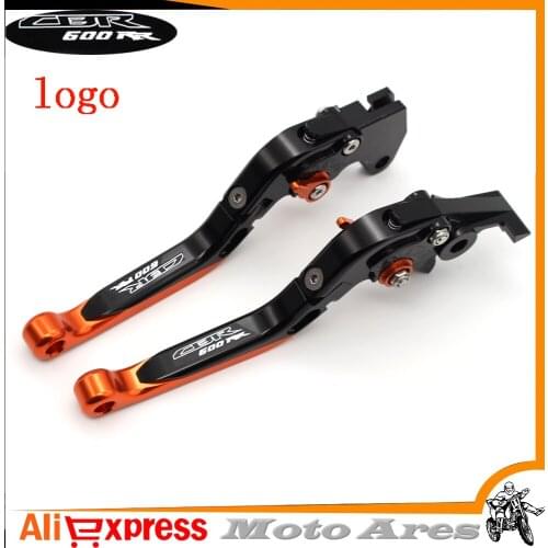 For HONDA CBR 600RR 2007-2016 Black Motorcycle Adjustable Folding Extendable Brake Clutch Levers logo CBR600RR