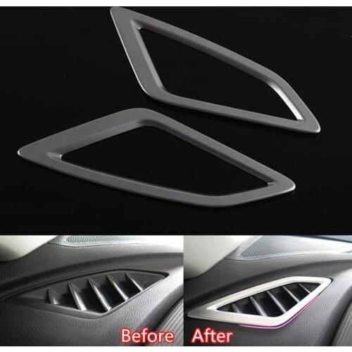 Chrome ABS Dashboard Upper AC Air Conditioner Vents Outlet Frame Cover Trim Sticker Accessories Fit For Mazda 3 Axela 2014 2015